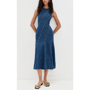 Aligne 'Raven' Blue Cotton Denim Midi Dress Size 0